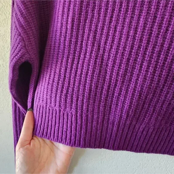 NEW Re/Done Boatneck Cropped Wool Sweater in Purple